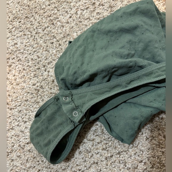 Free People Clear Mind Pointelle Mockneck Bodysuit in Military Green Size XS/S - Picture 5 of 5